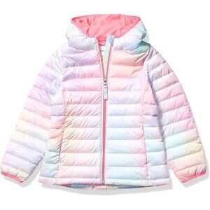 Girls Pink Ombre Lightweight Water Resistant Hooded Puffer Jacket Winter Coat